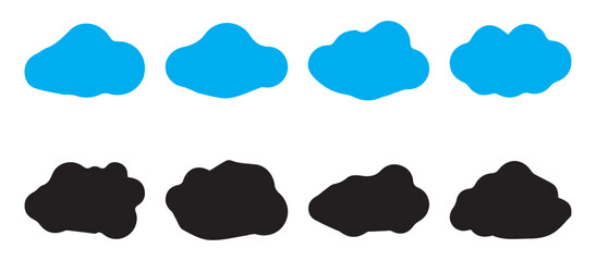 Cute fluffy, bubbly clouds collection. Different style icons set. Cloudy shape isolated on a white background. Vector illustration EPS 10