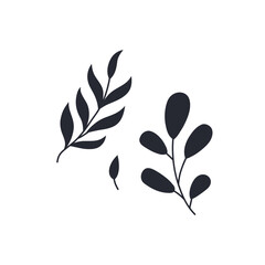 Leaf Black Vector Flat Minimalist.