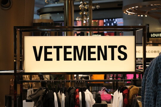 İstanbul,Turkey-Oct.6th 2024: Vetements brand logo store sign 