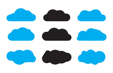 Abstract cloud outline and filled vector sign. Cloud icon. Cloudy weather comics elements. Vector illustration EPS 10