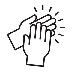 Fototapeta premium Applause hand icon, Ovation or clap hands sign. Thin line black white color design style.