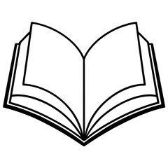 Elegant Open Book Outline Vector Graphic