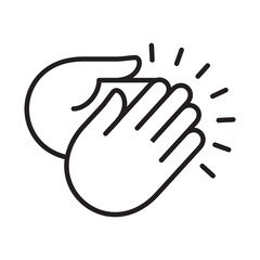 Applause hand icon, Ovation or clap hands sign. Thin line black white color design style.
