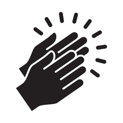 Applause hand icon, Ovation or clap hands sign. Flat black color design style.