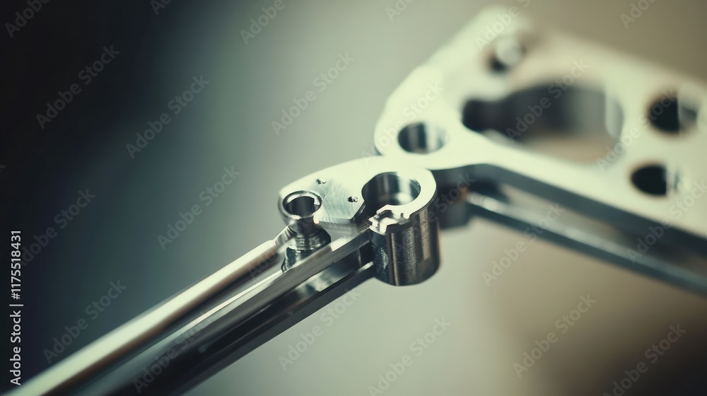 Poster close-up view of precision engineering component featuring smooth metal finish and intricate design 