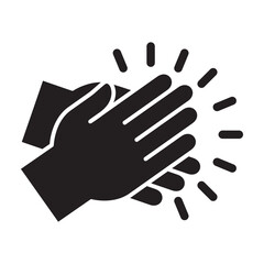 Applause hand icon, Ovation or clap hands sign. Flat black color design style.