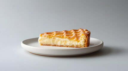 Modern Minimalist Slice of French Frangipane Cake on Plate