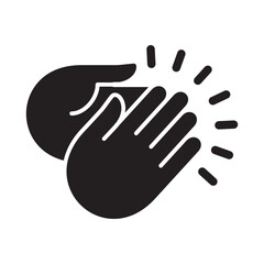 Applause hand icon, Ovation or clap hands sign. Flat black color design style.