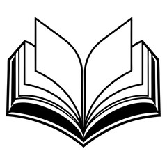 Elegant Open Book Outline Vector Graphic