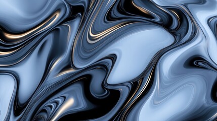 Fototapeta premium Smooth, flowing abstract design in blue and black tones.