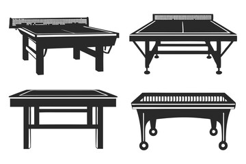 set of Table tennis Table  silhouette vector illustration