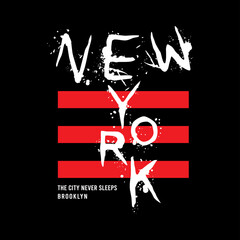 New York With ifa Red Line, typhography design, vector illustration