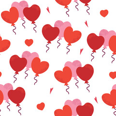 Valentine Day heart shaped baloons pattern background for packaging and decoration