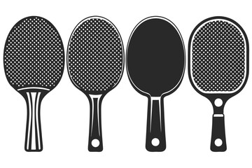 set of Table tennis paddle   silhouette vector illustration