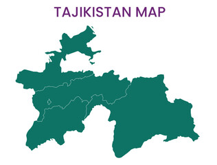 High detailed map of Tajikistan. Outline map of Tajikistan. Asia