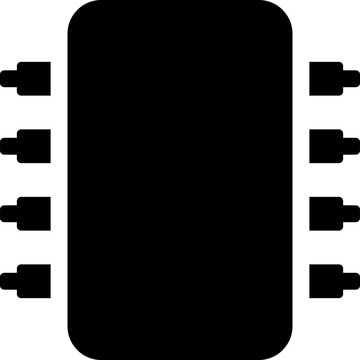 recommend clip art: flat black microchip icon monochrome vector solid graphic symbol, electronic circuit processor, semiconductor chip silhouette, digital computing hardware, AI technology, motherboard component, minimal