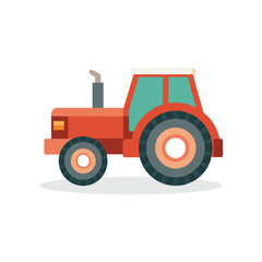 Tractor vehicle isolated flat vector illustration on white background