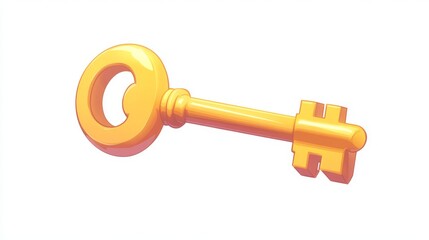 Golden Key  Unlocking  Opportunities on White Background.