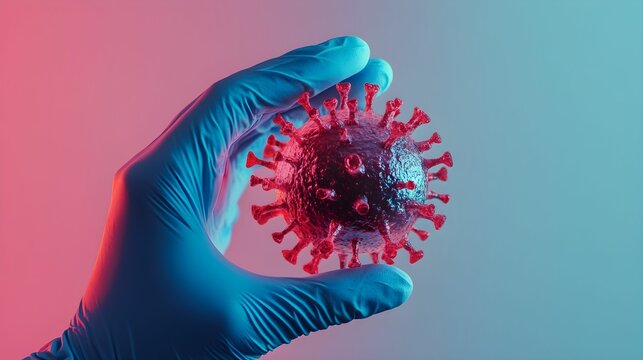 Scientist presenting a model of a virus in a controlled laboratory environment - Powered by Adobe