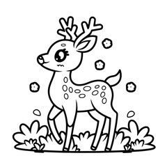 a Baby Deer forest setting. The design is minimalistic and specifically created for a coloring page, with clean outlines and no shading