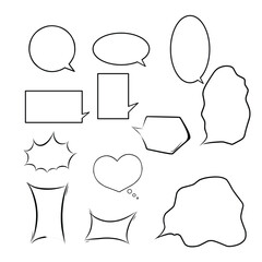 Hand drawn outline speech bubble. Squiggly, scribble text bubble