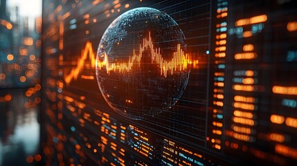 Futuristic Digital Globe Showcasing International Market Trends and Global Investment Dynamics