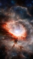 Fototapeta premium Vibrant cosmic explosion of nebula with swirling gas clouds outer space digital art celestial environment galactic viewpoint