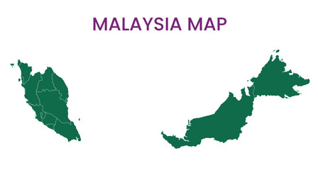 High detailed map of Malaysia. Outline map of Malaysia. Asia