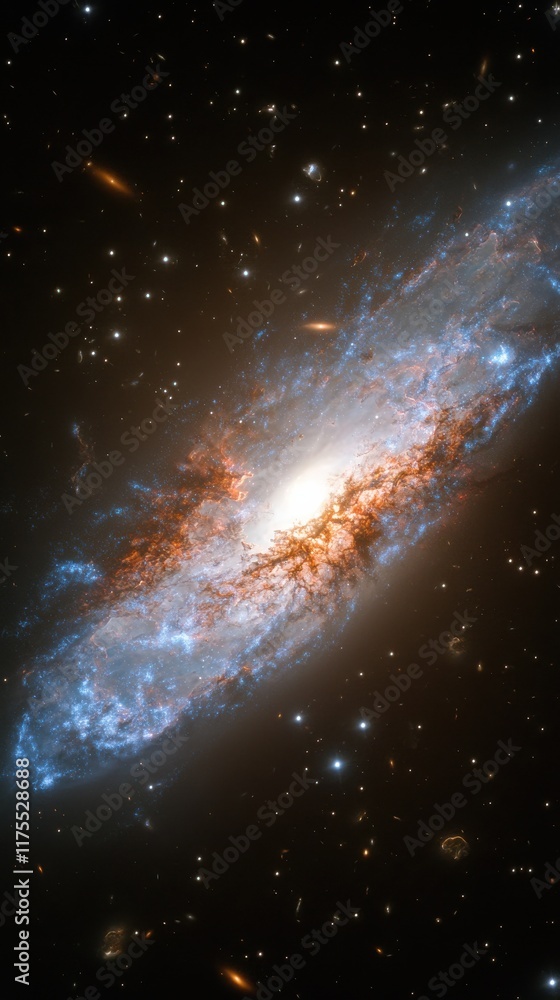 Poster cosmic event galaxy digital art outer space wide-angle view monochromatic shimmering highlights