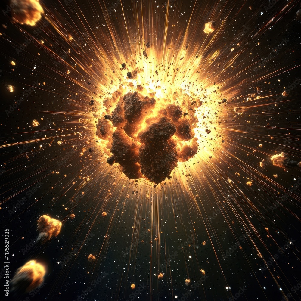 Poster cosmic explosion of the milky way hyperrealistic artwork capturing celestial dynamics in outer space