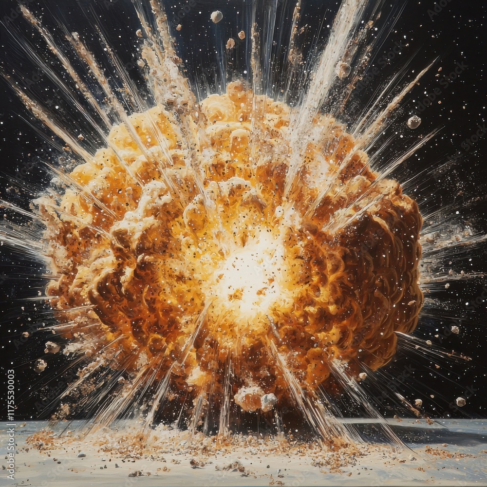 Poster milky way explosion event space hyperrealistic artwork galactic environment dynamic viewpoint cosmic