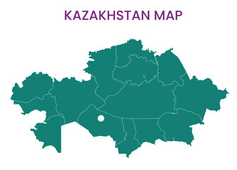 High detailed map of Kazakhstan. Outline map of Kazakhstan. Asia