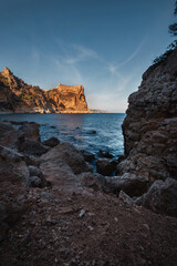 rocks and stones on the background of the sea