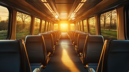 Inviting Interior of Intercity Train in Germany at Sunset