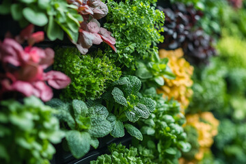 Vibrant Green Herb Garden Wall Vertical Planting