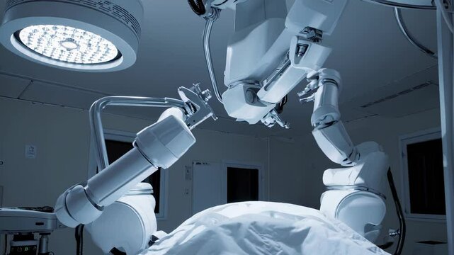Robotic surgery system in action at a modern medical facility during a complex procedure