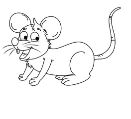 Cute cartoon hand drawn vector funny mouse coloring page.