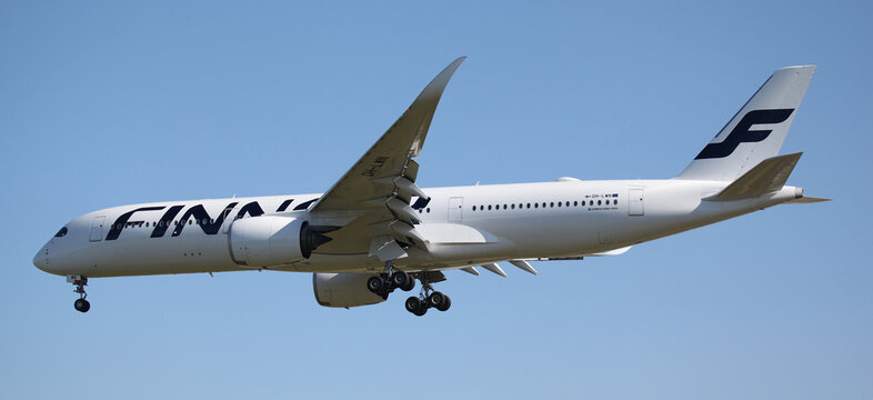Finnair Airbus A350 Landing at London Heathrow LHR