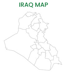 High detailed map of Iraq. Outline map of Iraq. Asia