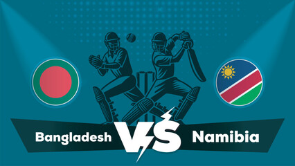 Fototapeta premium Bangladesh VS Namibia Match , Namibia Vs Bangladesh cricket match , Cricket match concept with creative illustration.eps