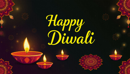 Happy Diwali illustration. Pattern for banners, covers, greeting cards, for printing on wall decorations.