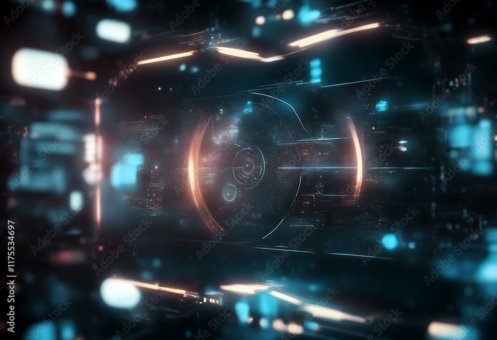 Poster interaction elements interface futuristic glowing