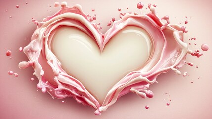 Valentine's Day Heart Splash Romantic Setting Digital Art Soft Pink Colors Concept of Love and Celebration