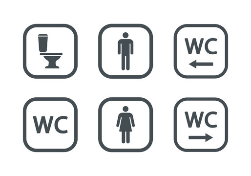 WC icon set. Flat illustration. White background.