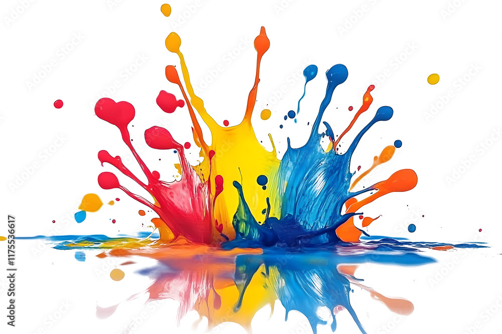 Poster vibrant abstract paint splash in various colors, creating a dynamic and artistic background perfect 