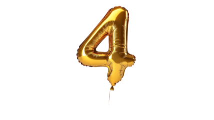 gold balloon in the shape of the number four