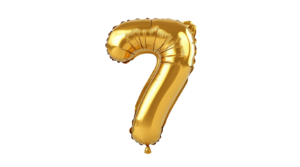 gold balloon in the shape of the number seven