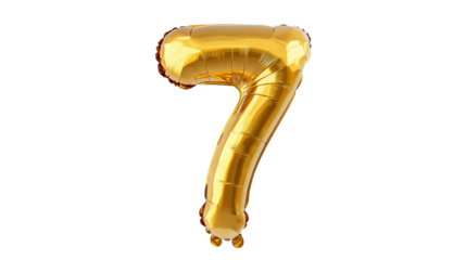 gold balloon in the shape of the number seven
