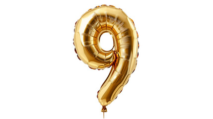 gold balloon in the shape of the number nine