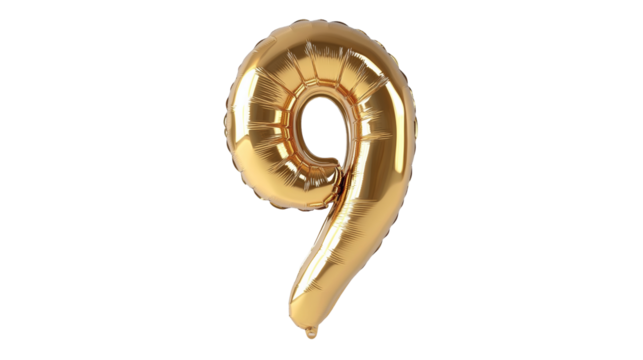 gold balloon in the shape of the number nine